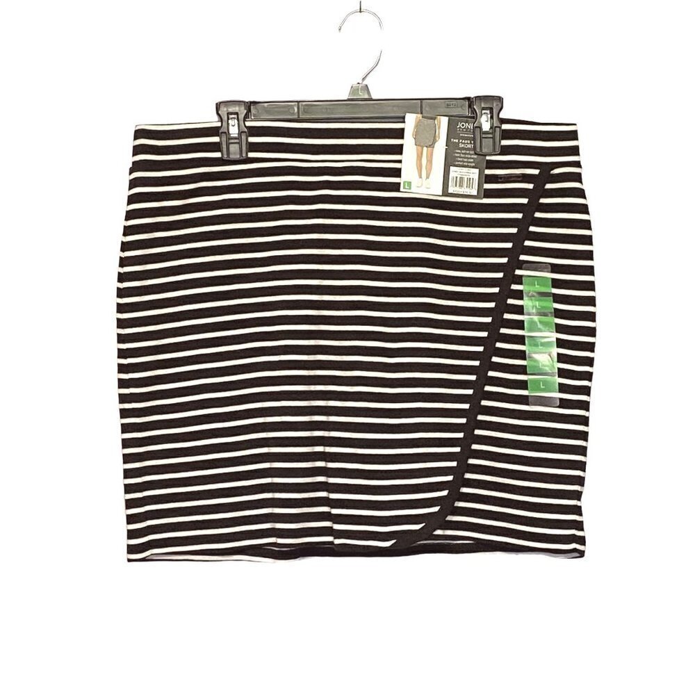 New Jones New York Black & White Striped‎ Faux Wrap Skort Women’s Size Large